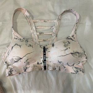 PINK ultimate zip up sports bra, size MEDIUM